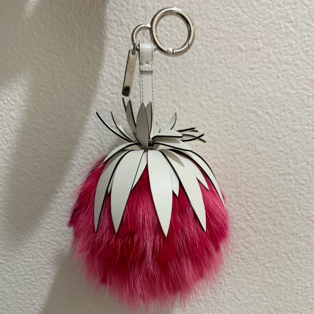 Fendi pink/white pom pom pineapple charm